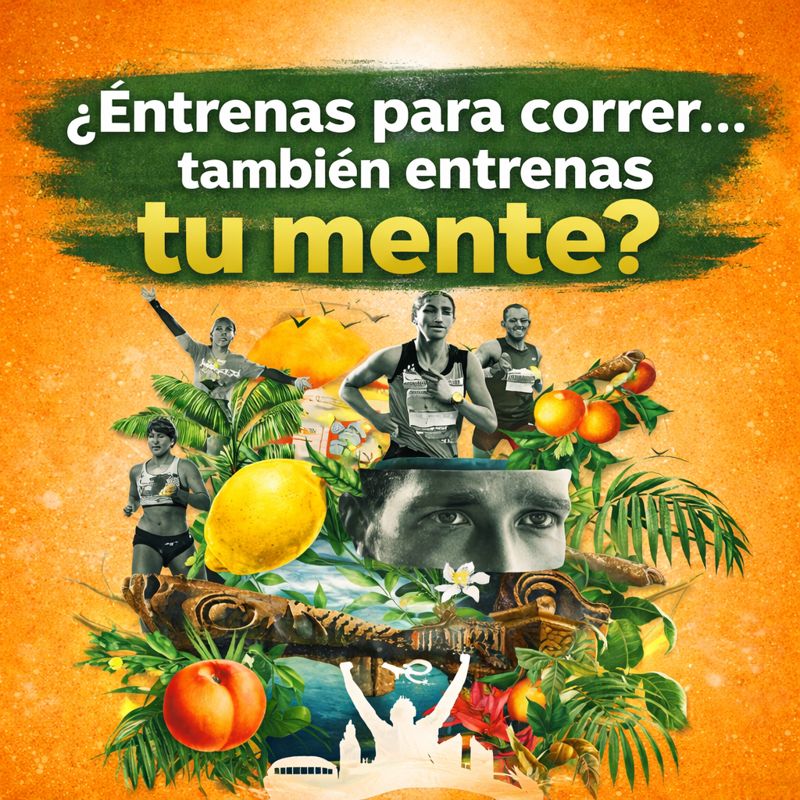 Ilustración de corredores con mensaje sobre entrenar la mente en running